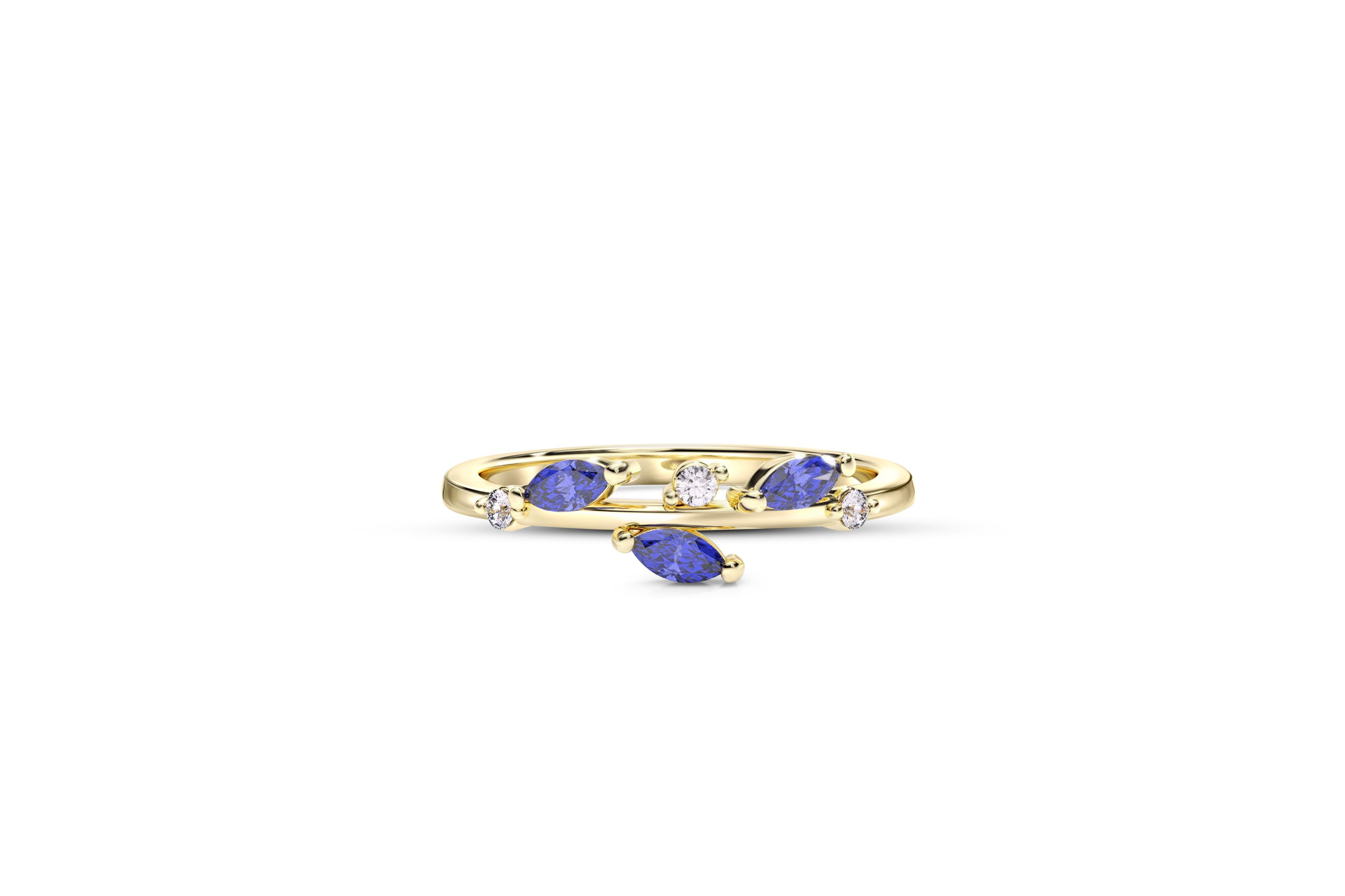 in vendita:  Anello con fascia nuziale a tre marquise in oro 14k 2