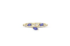 Three marquise wedding band 14k gold ring