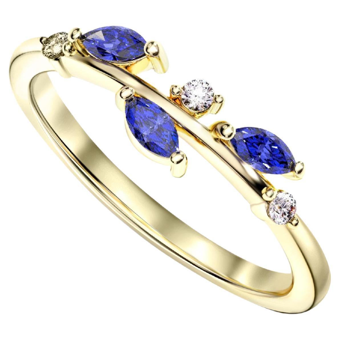 Drei Marquise Ehering aus 14k Gold mit Marquiseschliff