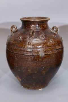 Three Martaban Stoneware Pots in Various Sizes and Designs