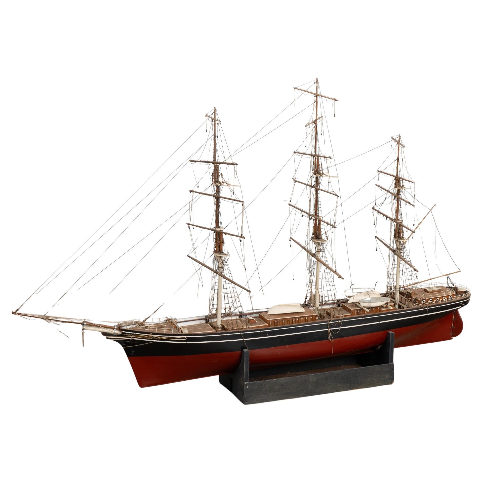Three Mast Sailboat Model, Denmark circa 1920