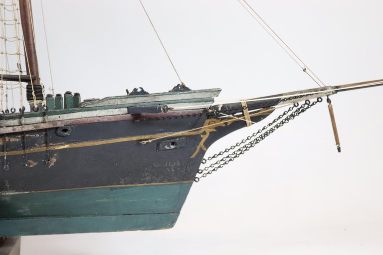 ThreeMasted Folk Art Ship Model For Sale at 1stDibs