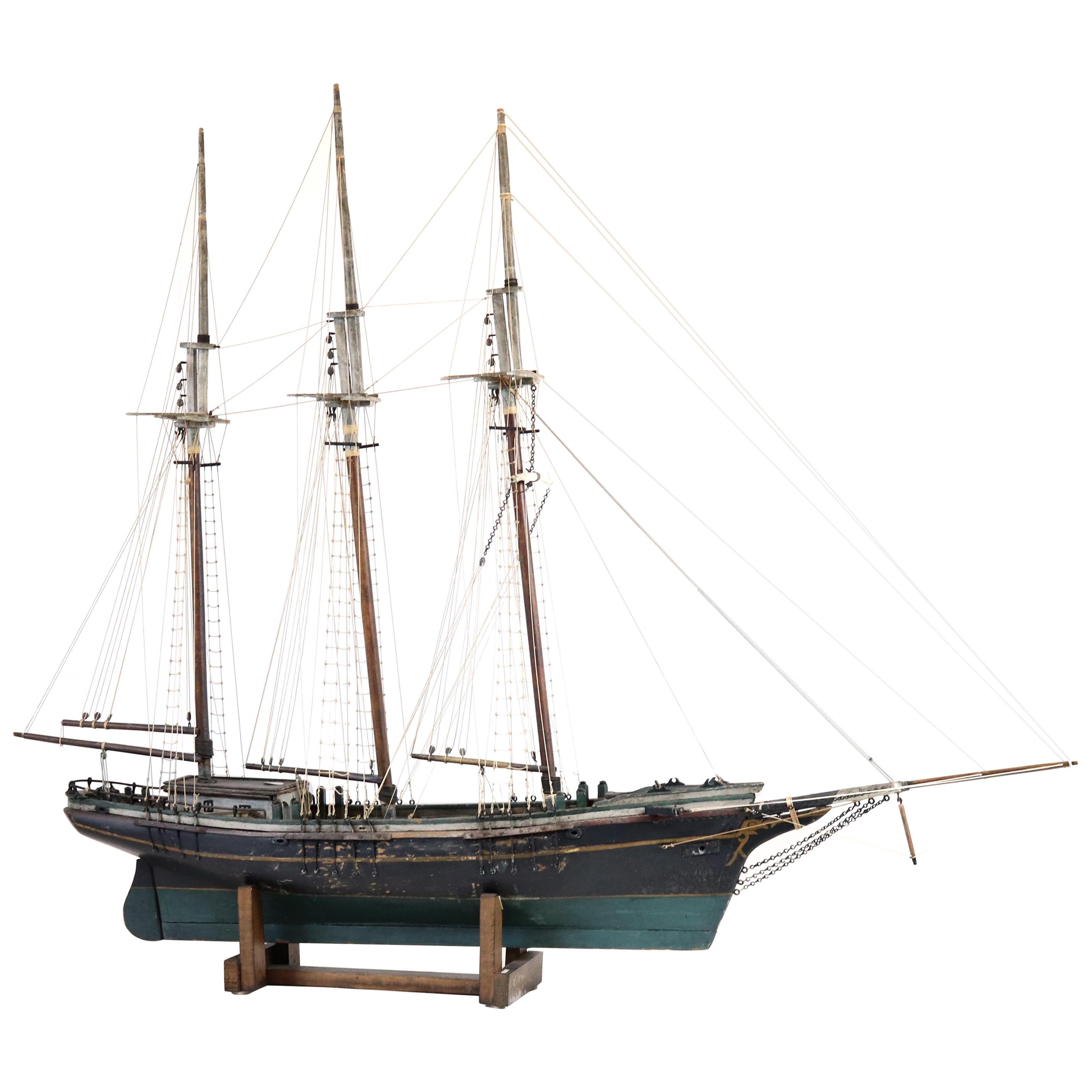 Three-Masted Folk Art Ship Model