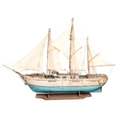 Vintage Three Masted Gaff Rigged Schooner