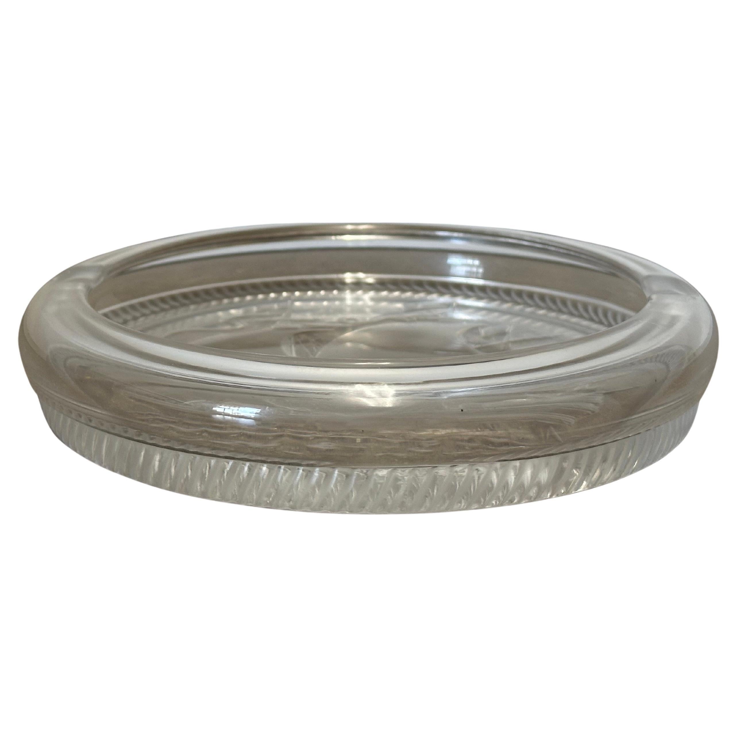 French Three Masted Santa Maria Sailboat Crystal Cigar Ashtray by Lalique, Signed For Sale