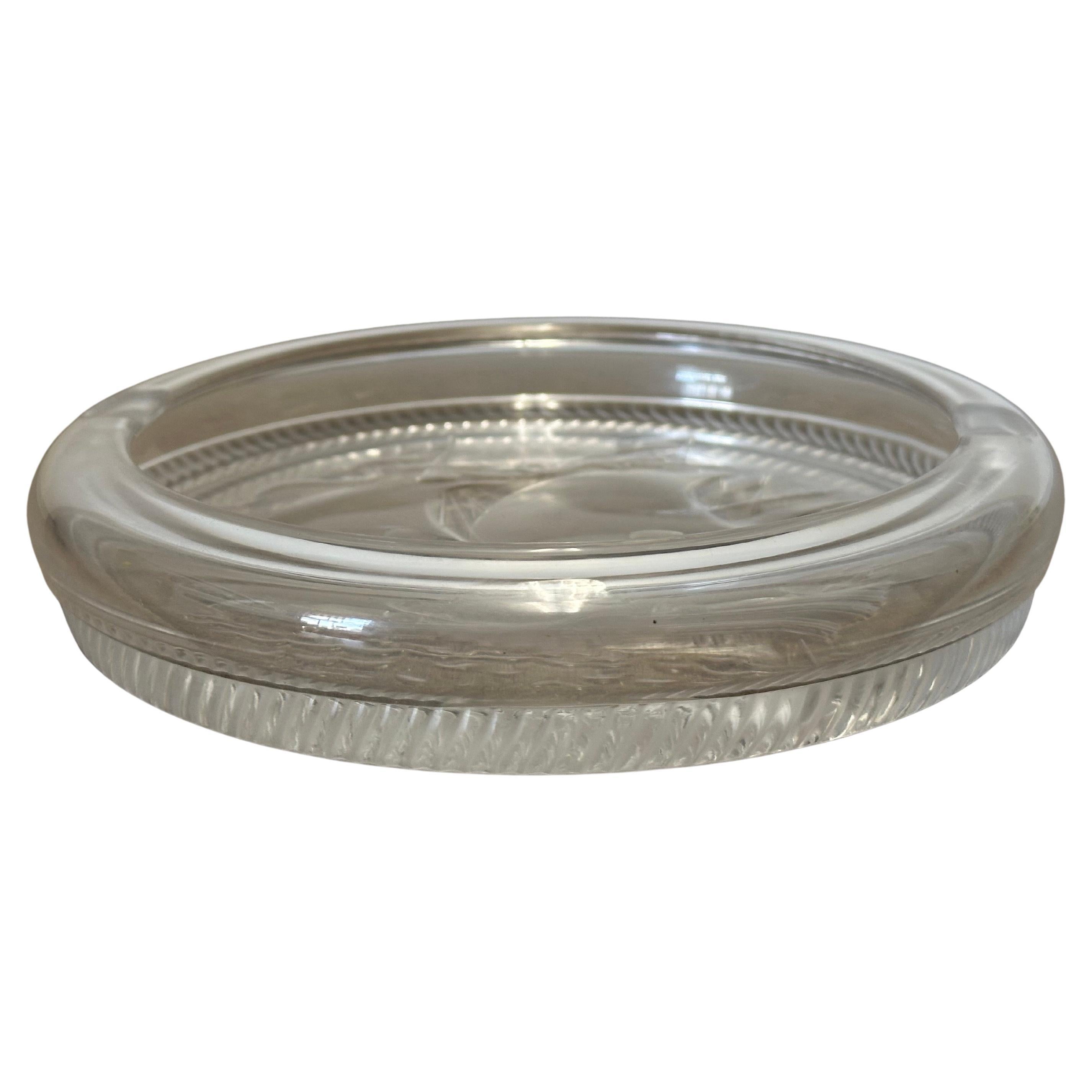 Three Masted Santa Maria Sailboat Crystal Cigar Ashtray by Lalique, Signed For Sale 2