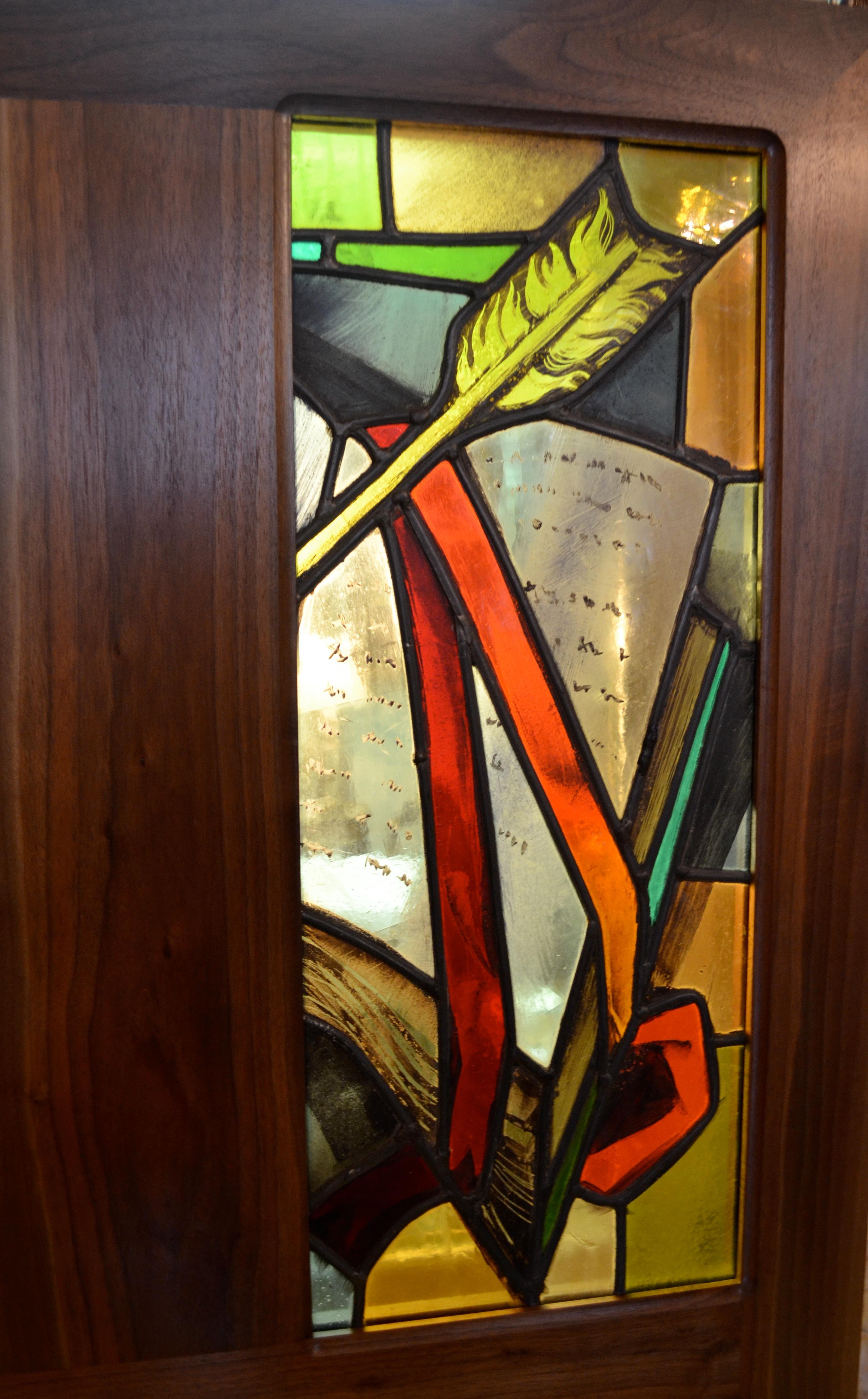Three Matching Mid-Century Modern '1955' Stained Glass Windows by Max Ingrand 2