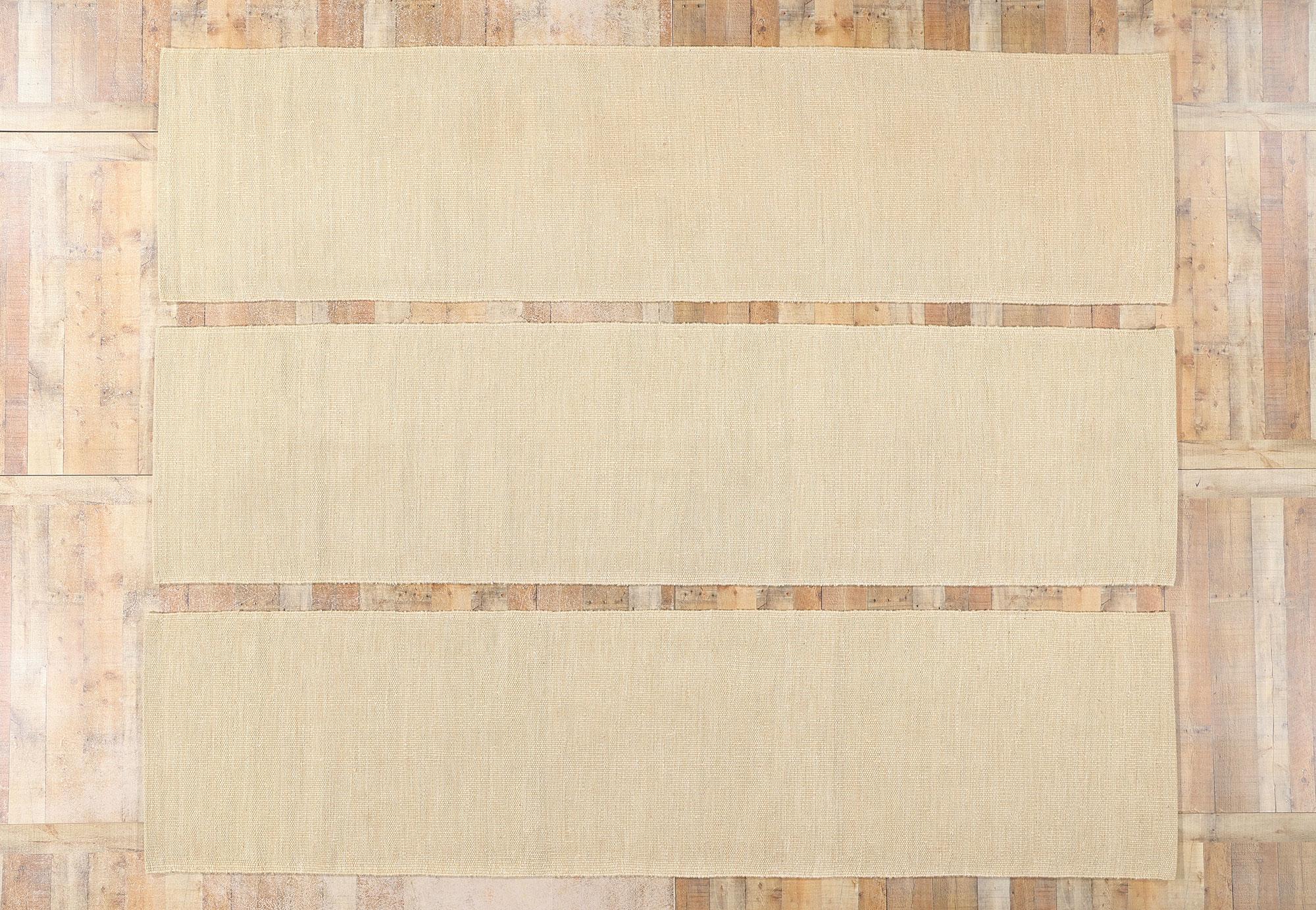 Tres Nuevas Alfombras Kilim Orgánicas Modernas Japonesas a Juego, 03'01 x 12'00 en venta 3