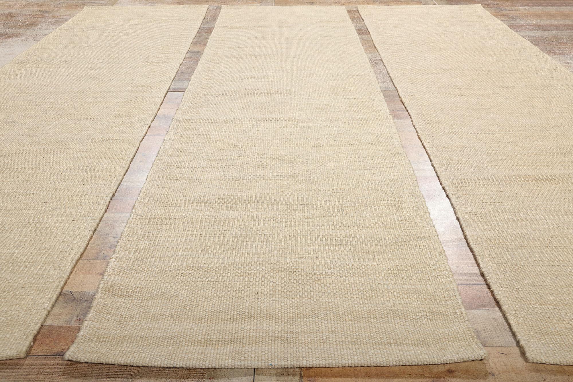 Tres Nuevas Alfombras Kilim Orgánicas Modernas Japonesas a Juego, 03'01 x 12'00 Lana en venta