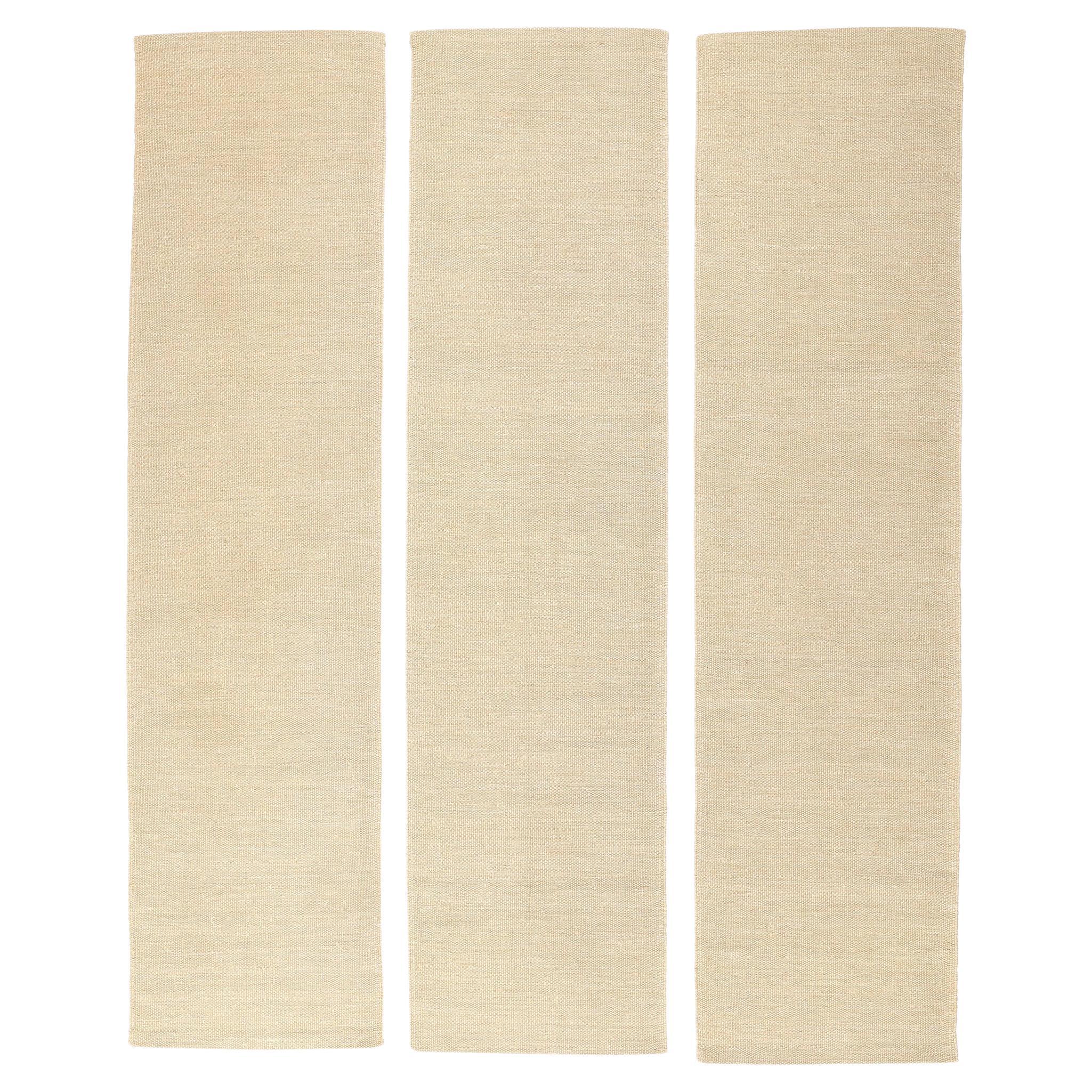Three Matching New Organic Modern Japandi Kilim Rugs, 03'01 x 12'00