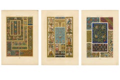 Three Medieval & Renaissance Ornament Plates by Albert Racinet, 1873