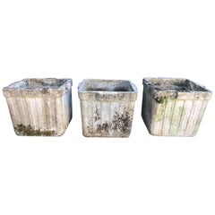 Three Medium-Sized Ribbed Eternit Planters Designed by Willy Guhl