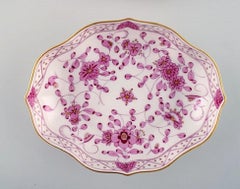 Three Meissen Pink Indian Bowls in Hand Painted Porcelain