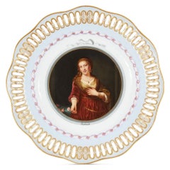 Tres Platos de Porcelana de Meissen con Pinturas de Maestros Antiguos