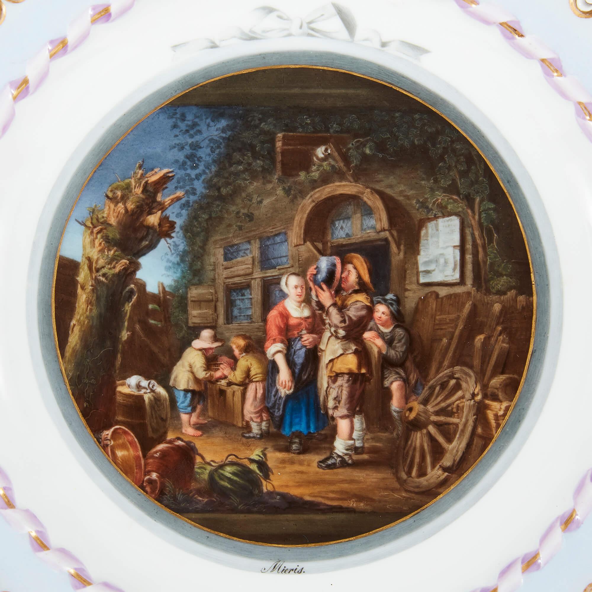 Three Meissen Porcelain Plates Showing Old Master Paintings In Good Condition For Sale In London, GB