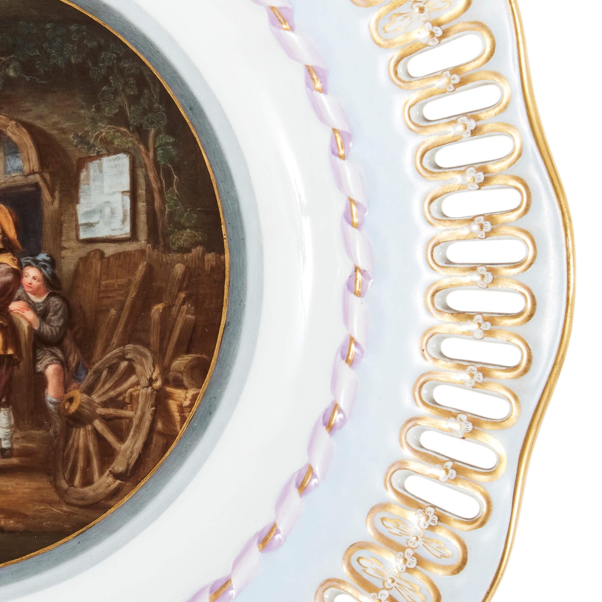 Three Meissen Porcelain Plates Showing Old Master Paintings For Sale 2