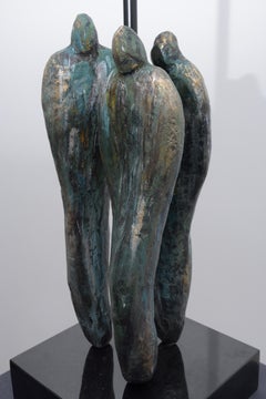 Bronze sculptural table lamp on marble. One of a kind