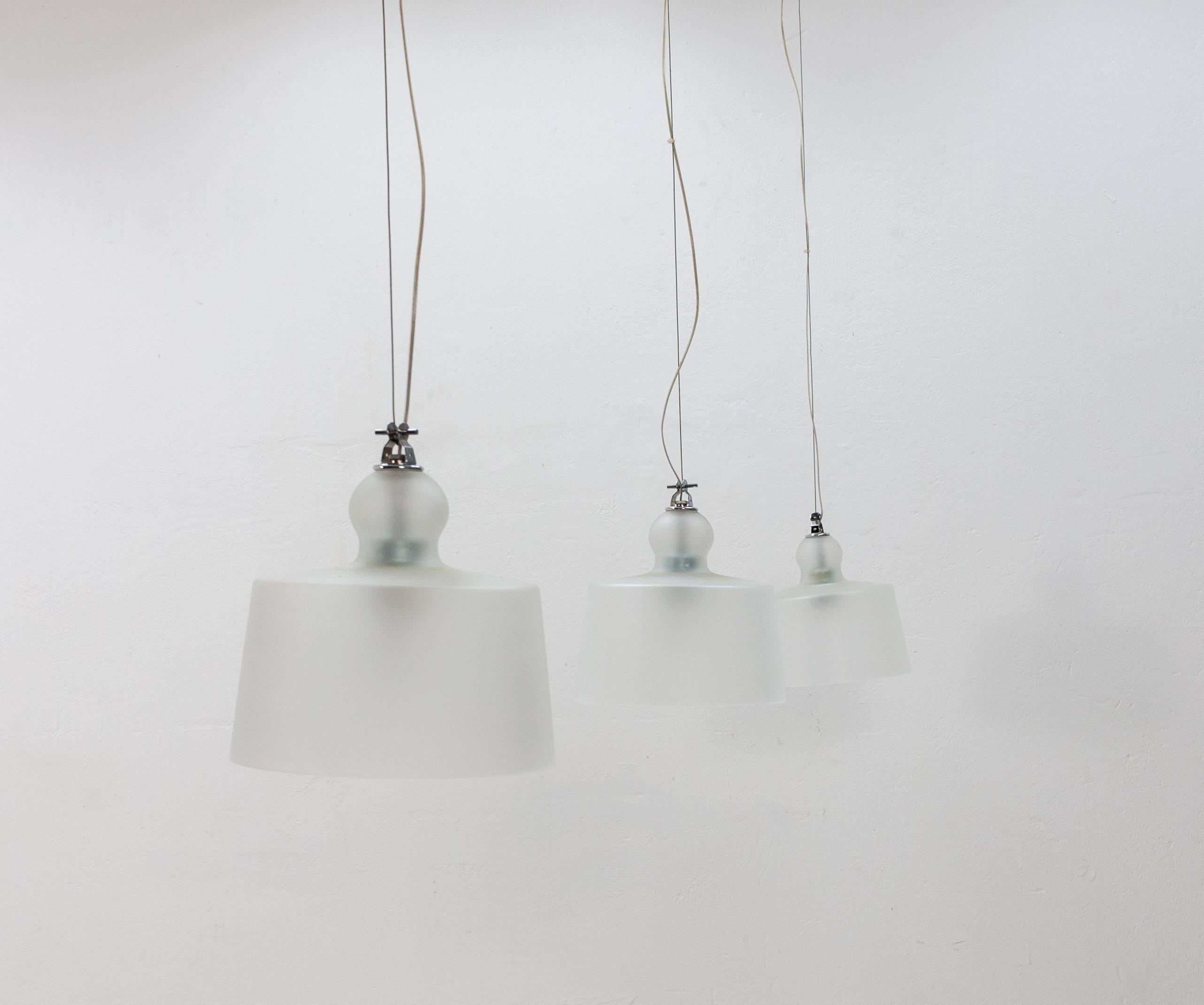 Glass Three Michele De Lucchi 'Acquatinta' Pendant Lights