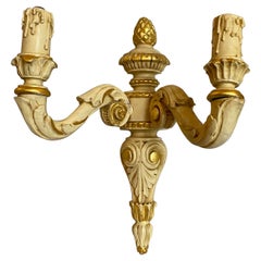 Three Mid-20th Century Ivory and Gold Lacquered Wood Italian Wall Lights