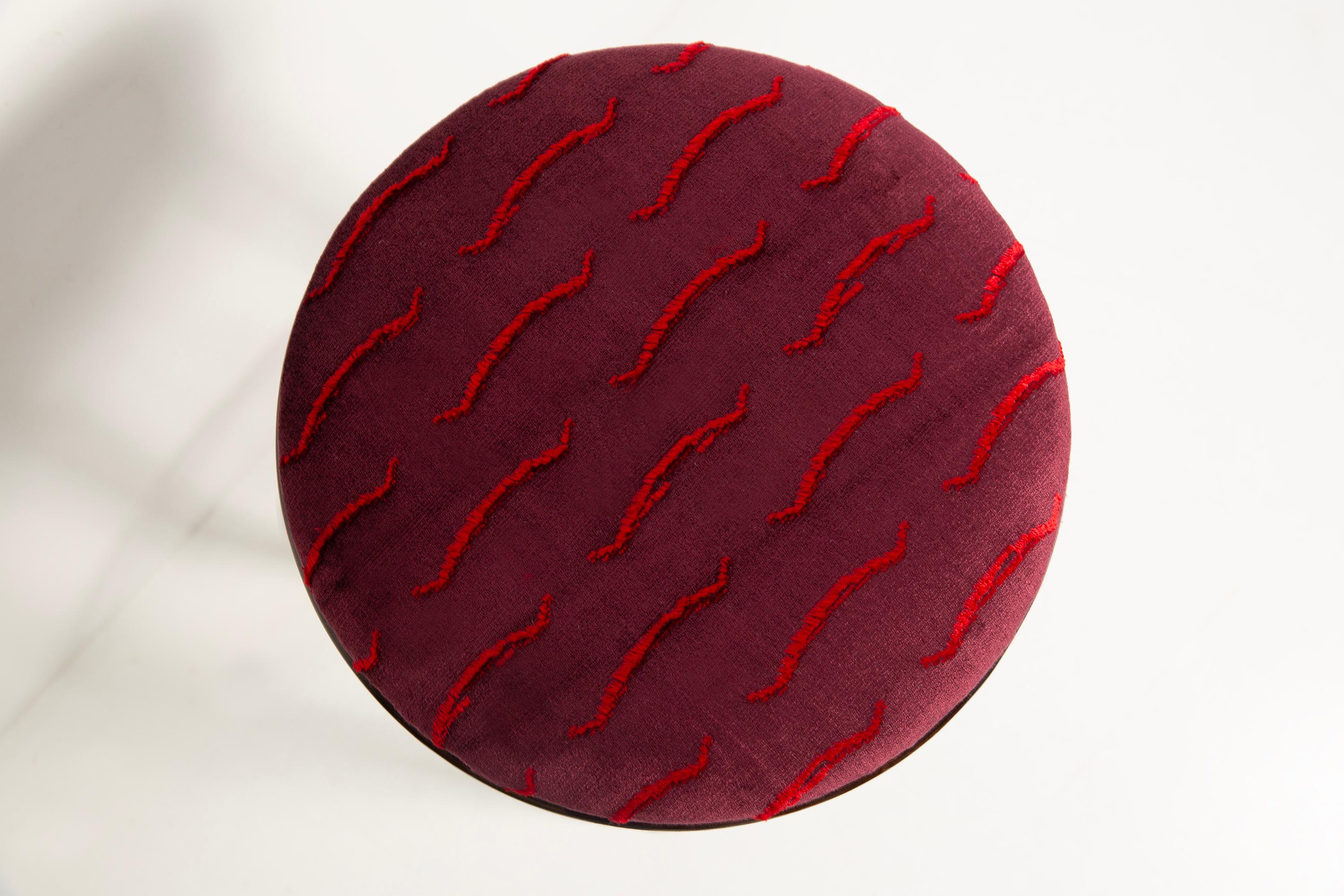 Tres taburetes de bar Mid Century Velvet Nouvelles Vagues by Dedar, Europa, Años 60 siglo XX en venta