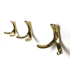 Three Mid-Century Brass Wall Coat Hooks by Hertha Baller, 1950s, Austria