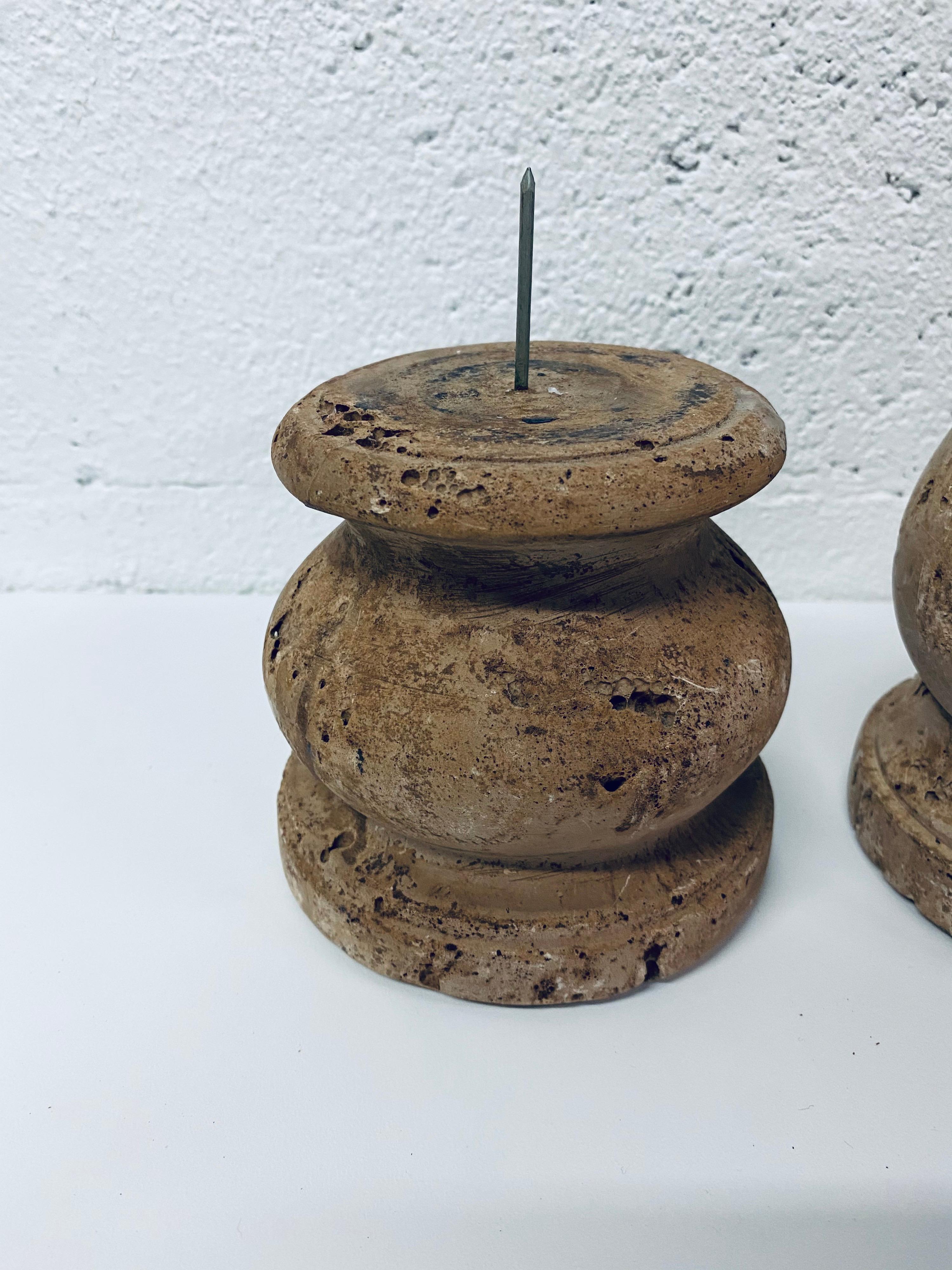 Three Midcentury Cast Stone Candlestick Holders by Jaru 1