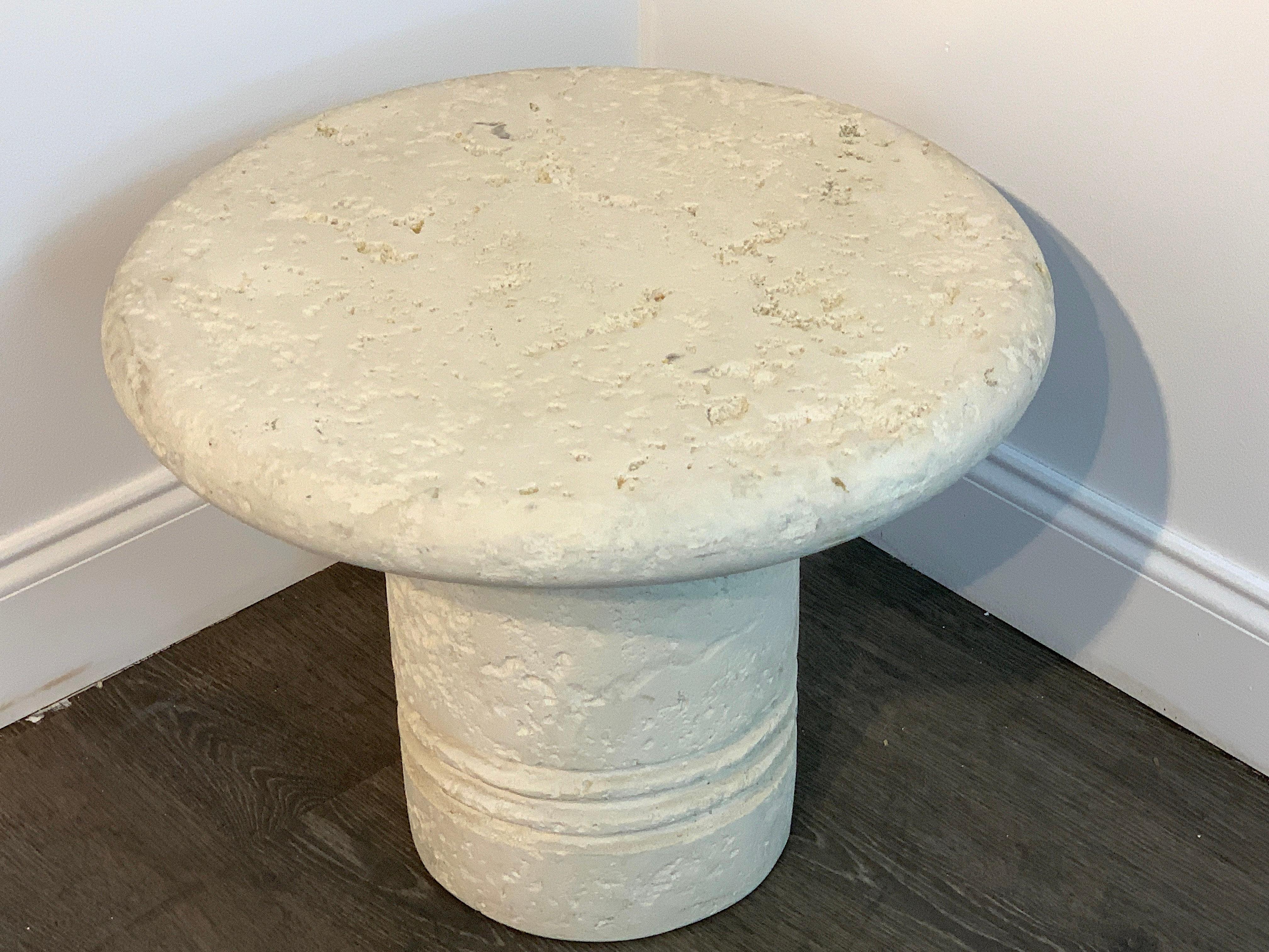 Italian Three Midcentury Coral Stone Mushroom Coffee Tables or Stools 