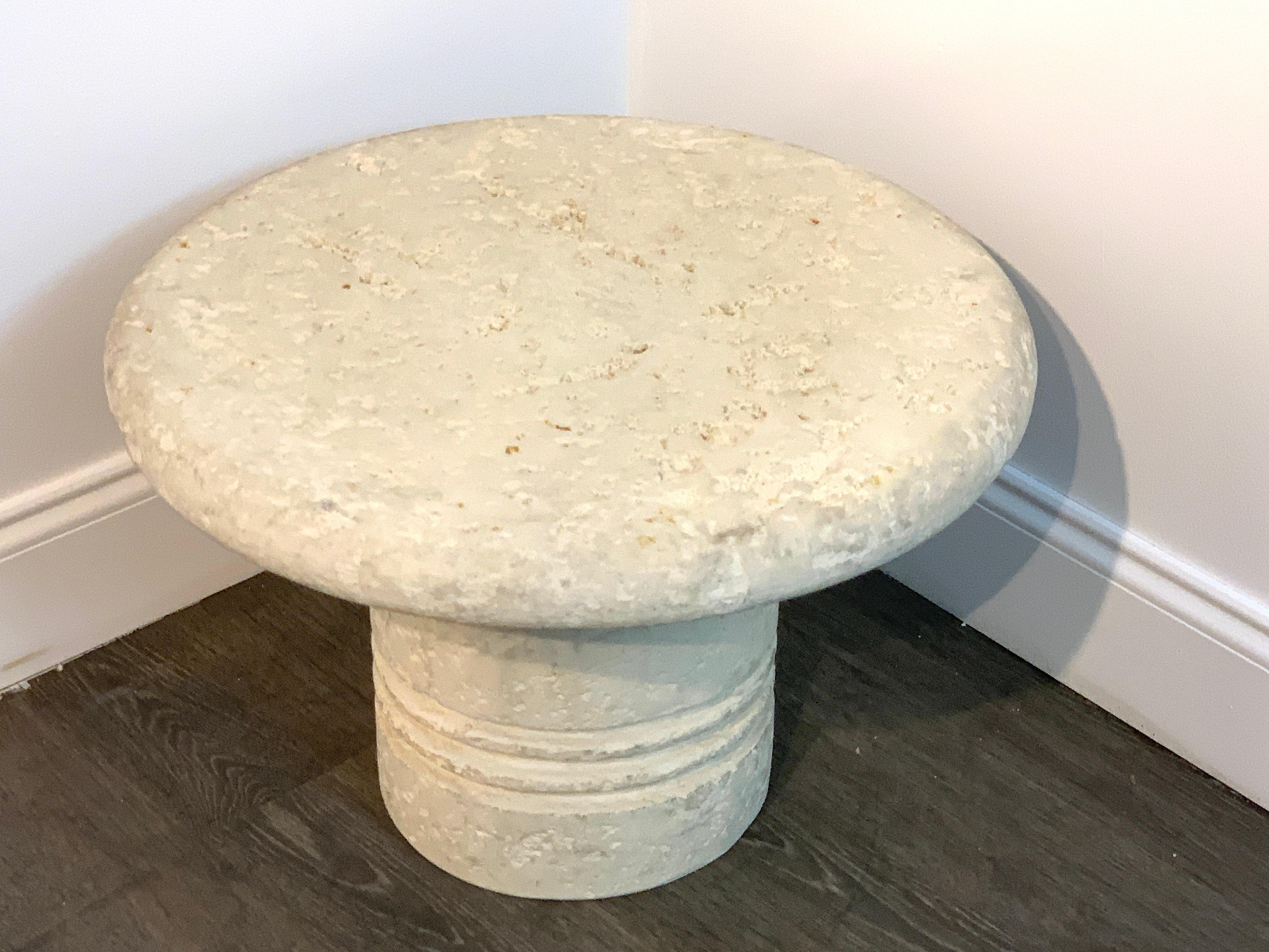 Three Midcentury Coral Stone Mushroom Coffee Tables or Stools  In Good Condition In West Palm Beach, FL