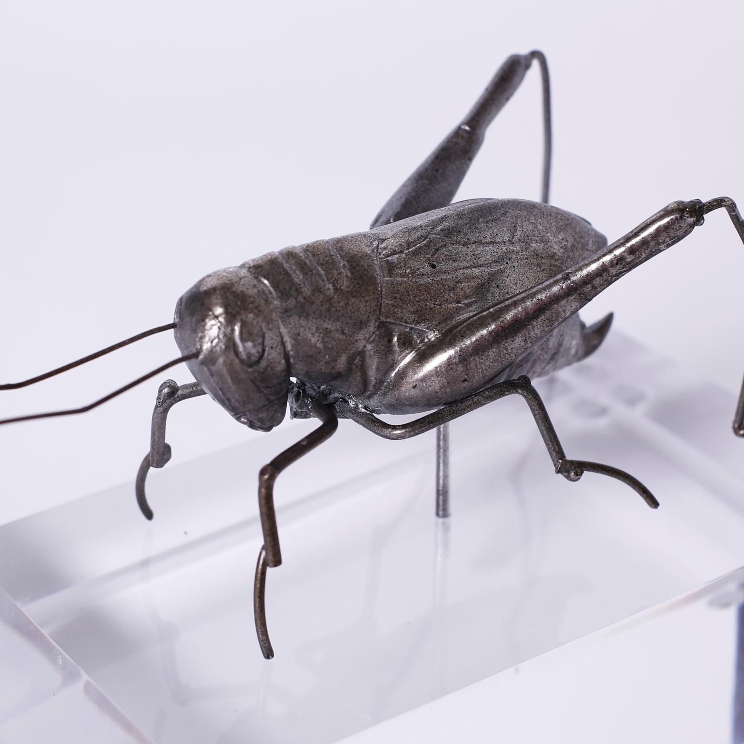 Two Mid Century Insect Sculptures on Lucite 3