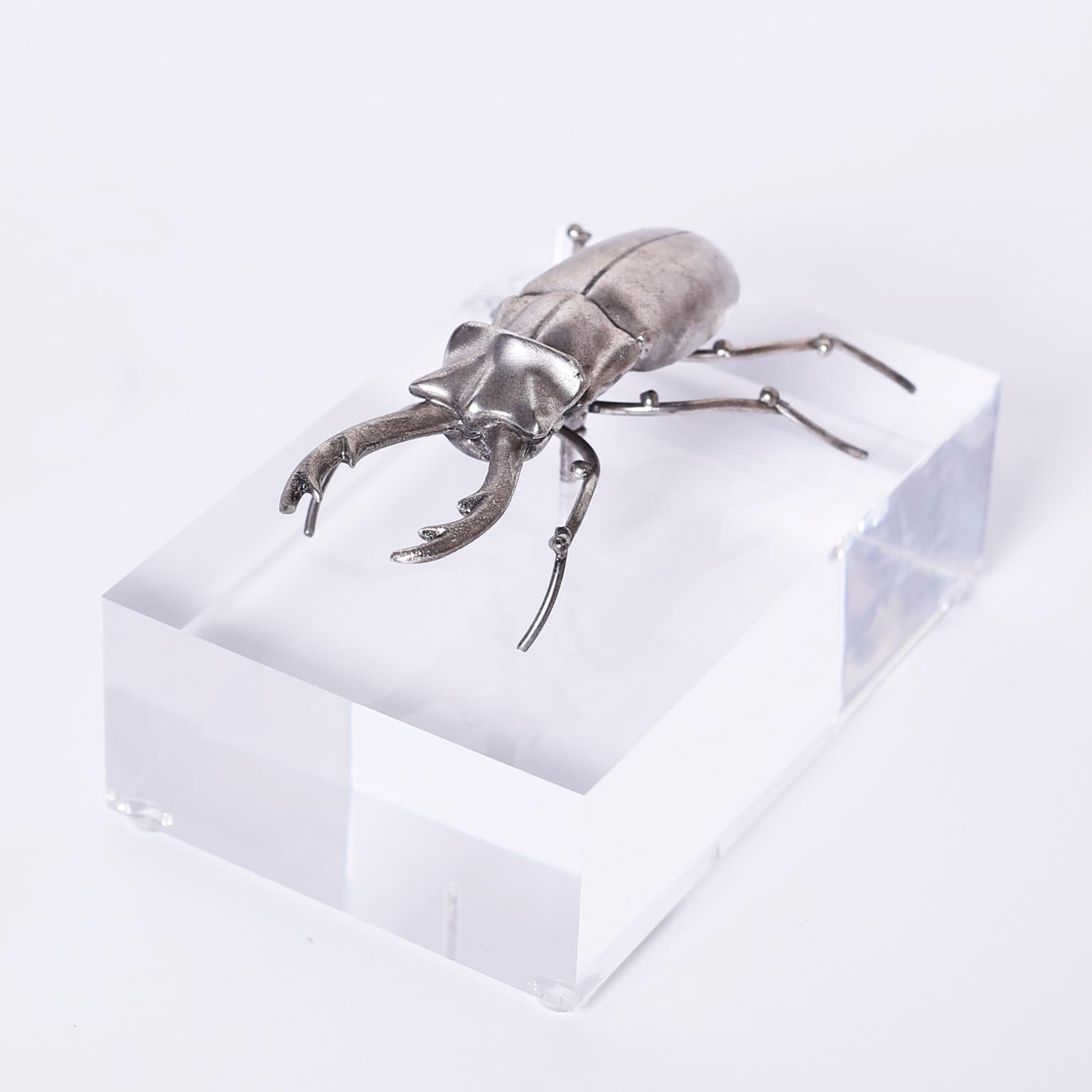 Mid-Century Modern Two Mid Century Insect Sculptures on Lucite