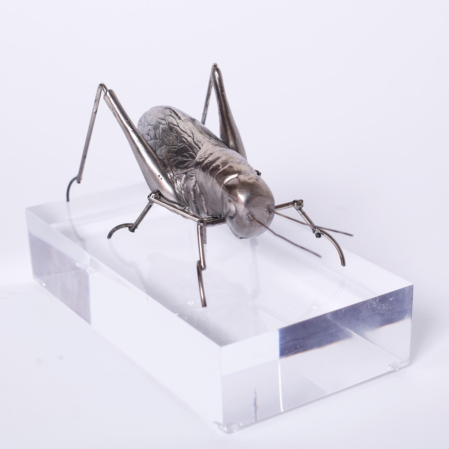 20th Century Two Mid Century Insect Sculptures on Lucite
