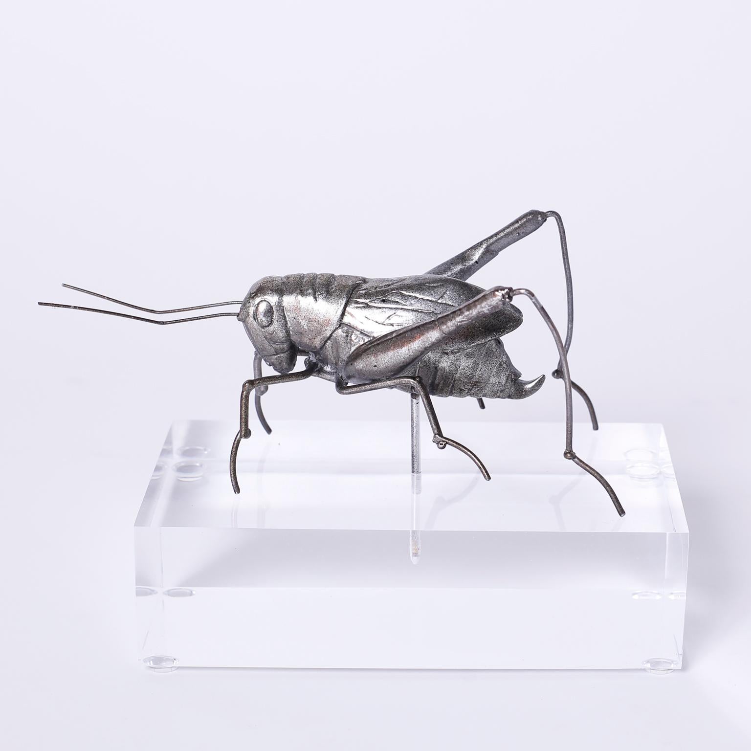 Two Mid Century Insect Sculptures on Lucite 1
