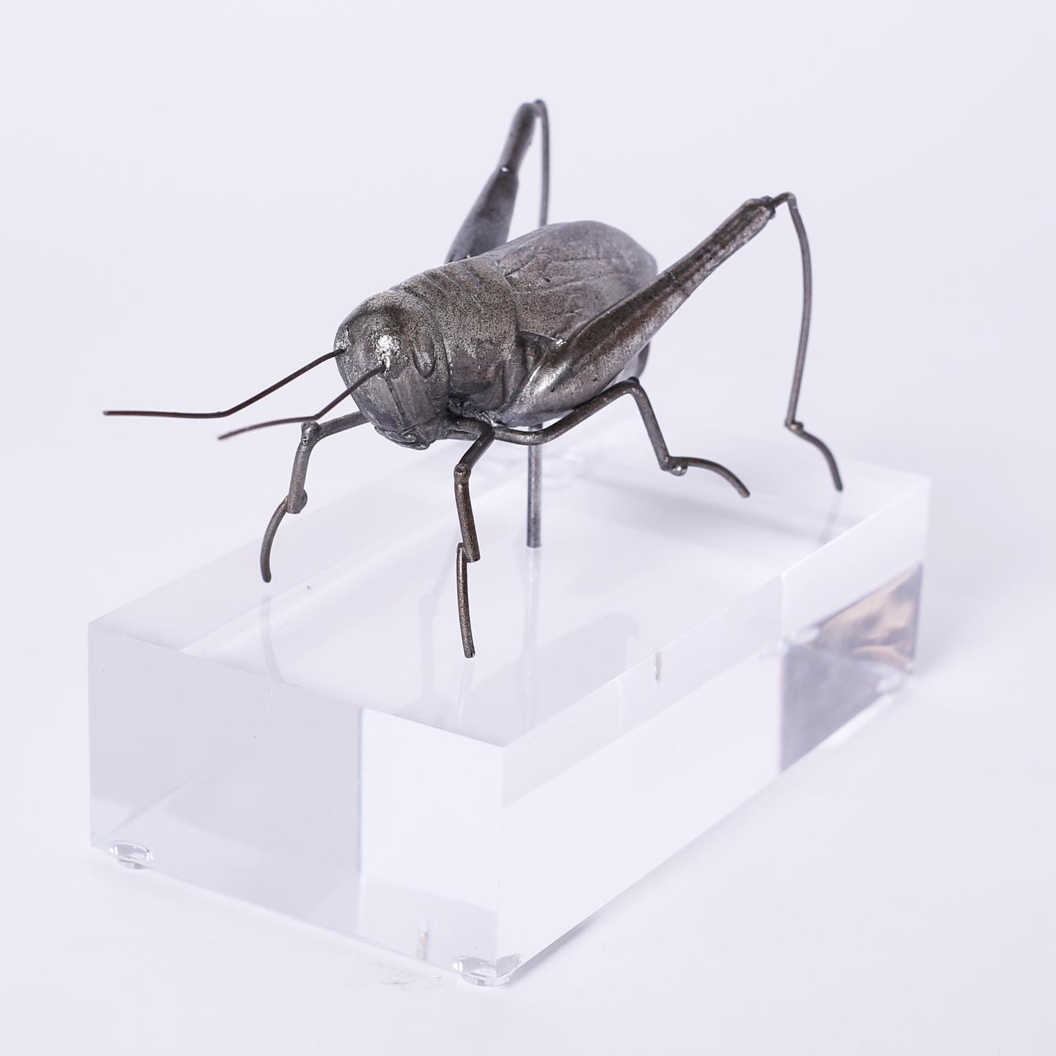 Two Mid Century Insect Sculptures on Lucite 2