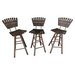 Three Mid-Century Modern Bar Stools by Arthur Umanoff