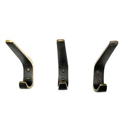 Three Mid-Century Modern Baller & Bosse Brass Wall Coat Hooks, 1950s, Austria