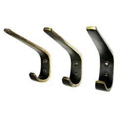 Three Mid-Century Modern Baller & Bosse Brass Wall Coat Hooks, 1950s, Austria