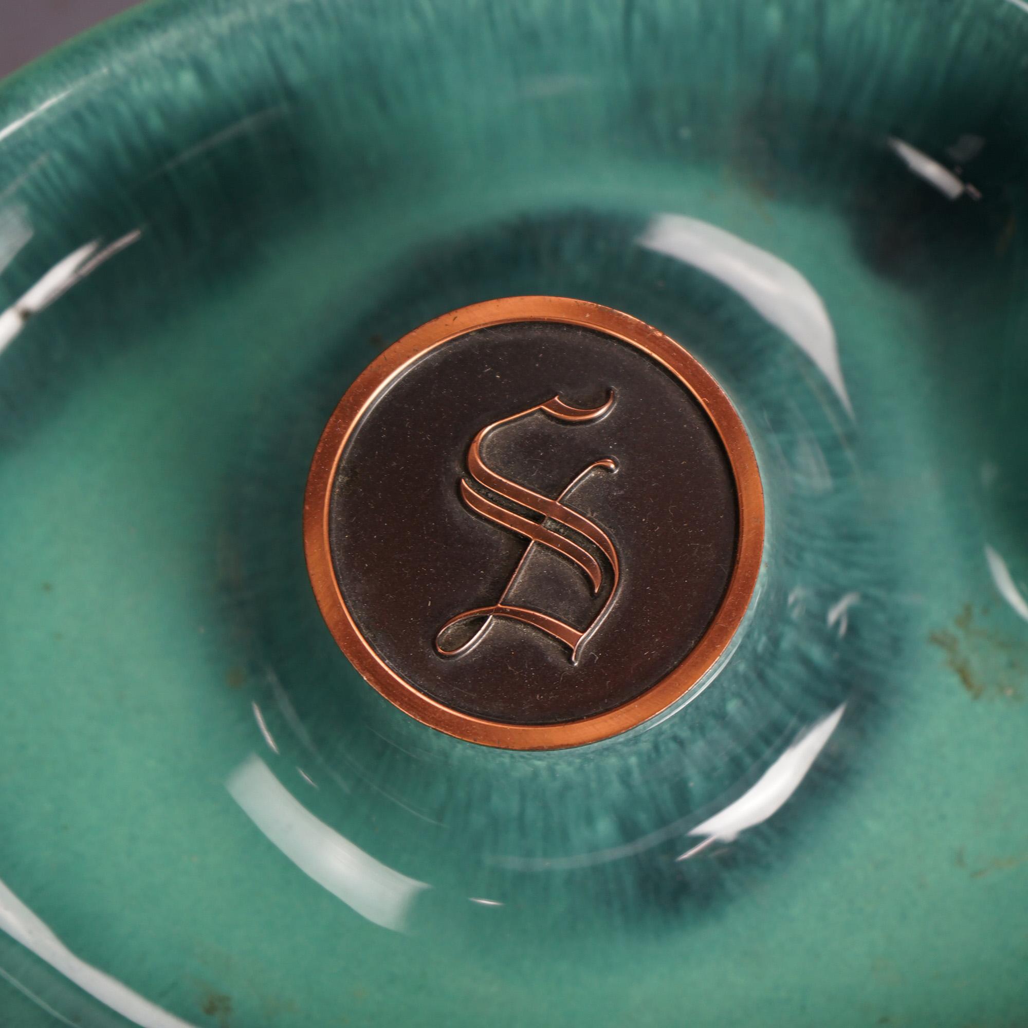 Three Mid Century Modern Roseville Hyde Park Art Pottery Ashtrays Mid 20thC For Sale 1