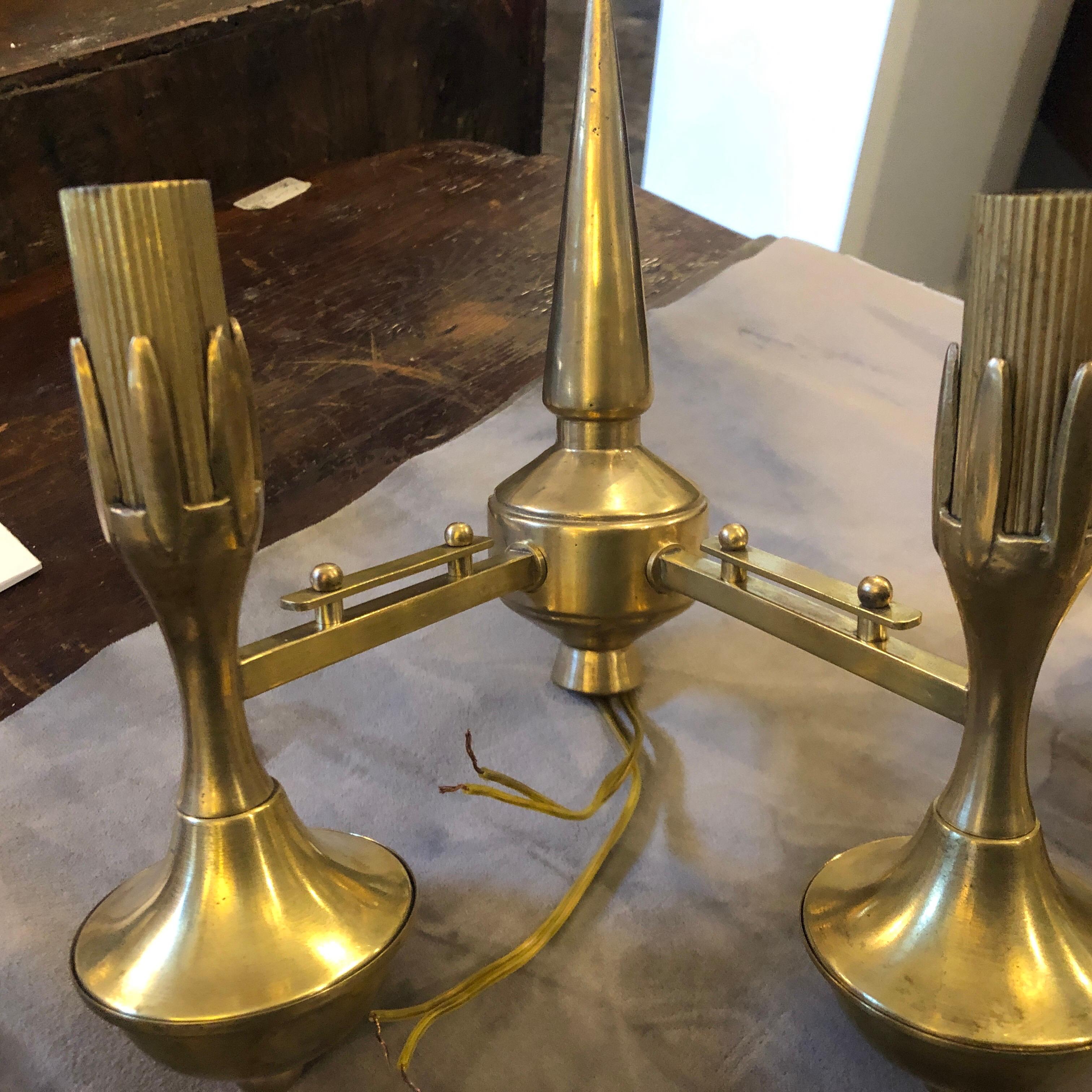 1950s Mid-Century Modern Solid Brass Italian Two Lights Wall Sconces For Sale 10
