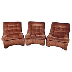 Three Mid Century Modular Sofa/Chairs Geometric Fabric Vintage Retro MCM