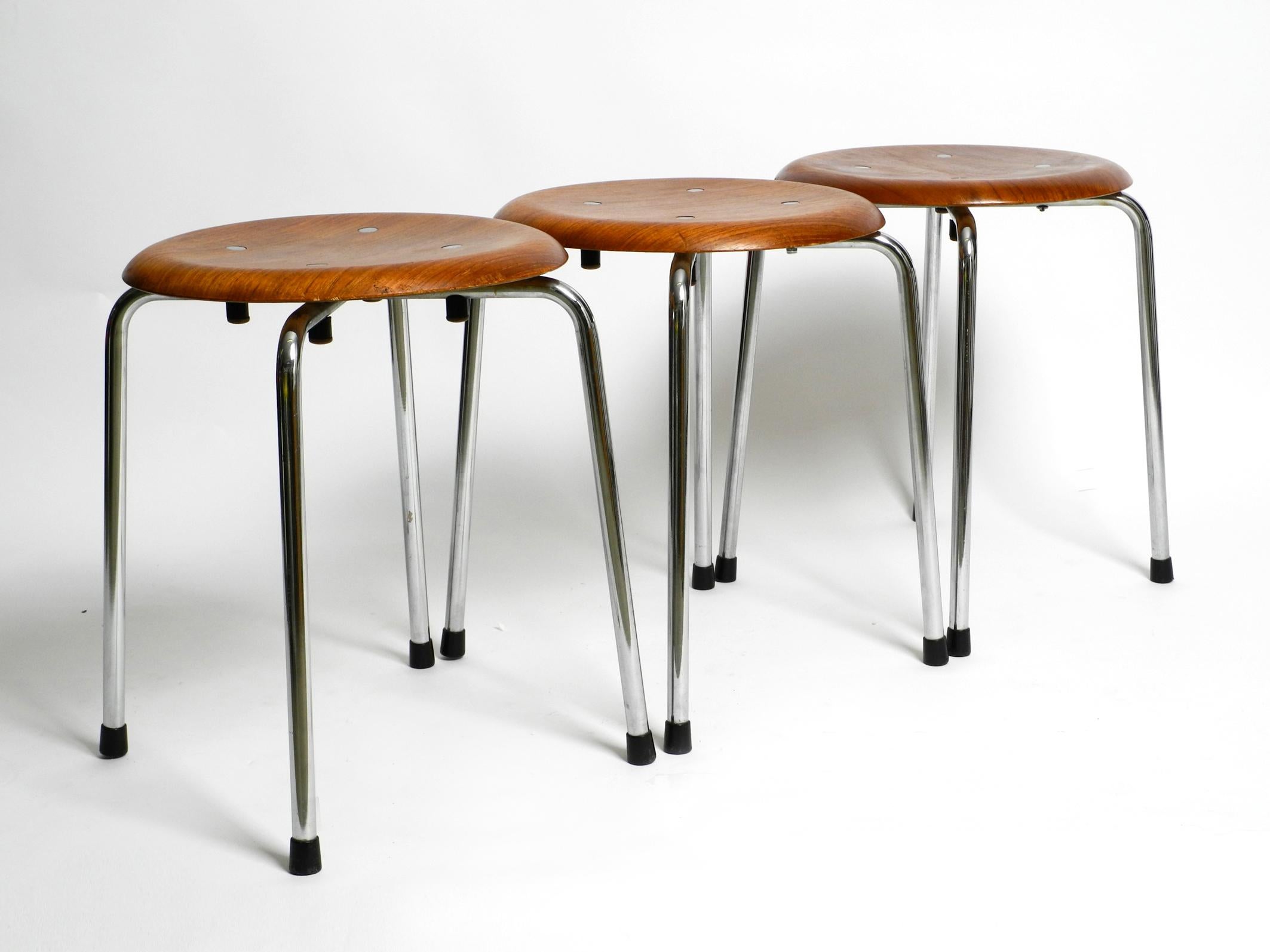 German Three Midcentury SE 38 Stools Made of Teak by Egon Eiermann for Wilde + Spieth