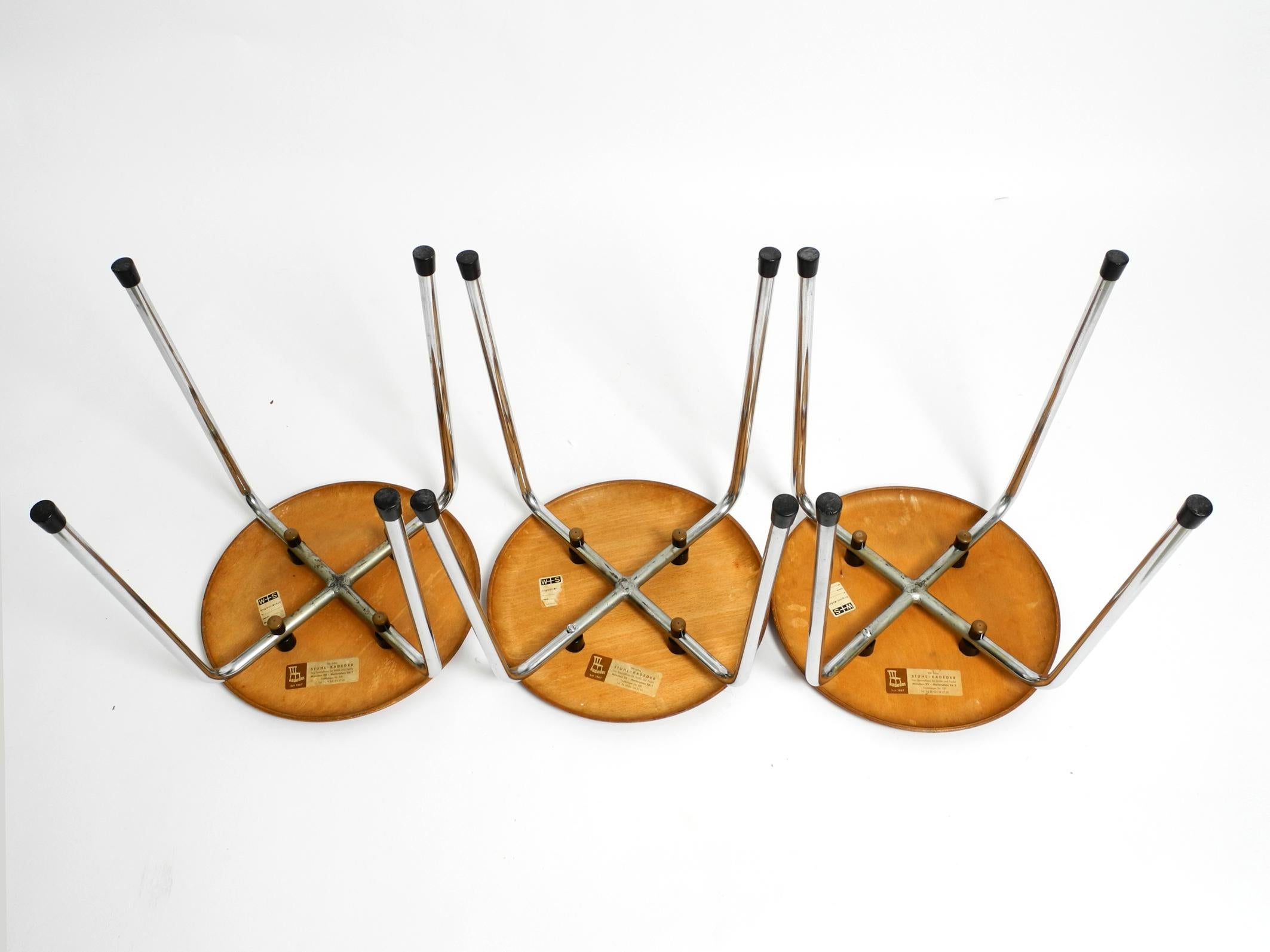 Metal Three Midcentury SE 38 Stools Made of Teak by Egon Eiermann for Wilde + Spieth
