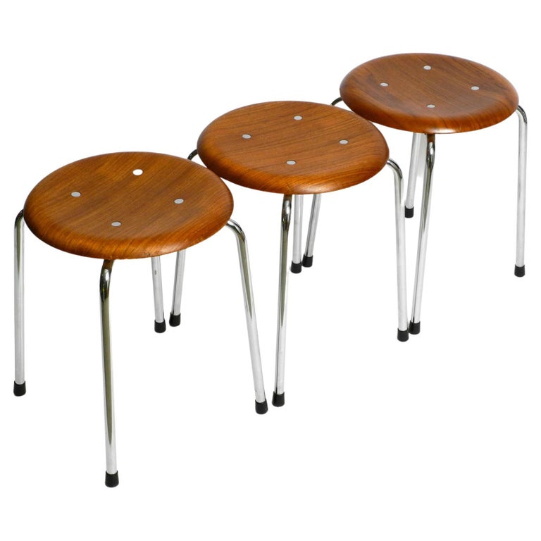 Three midcentury SE 38 stools made of teak by Egon Eiermann for Wilde