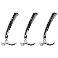 Three Midcentury Bosse Baller Chrome Coat Wall Hooks, 1950s, Austria