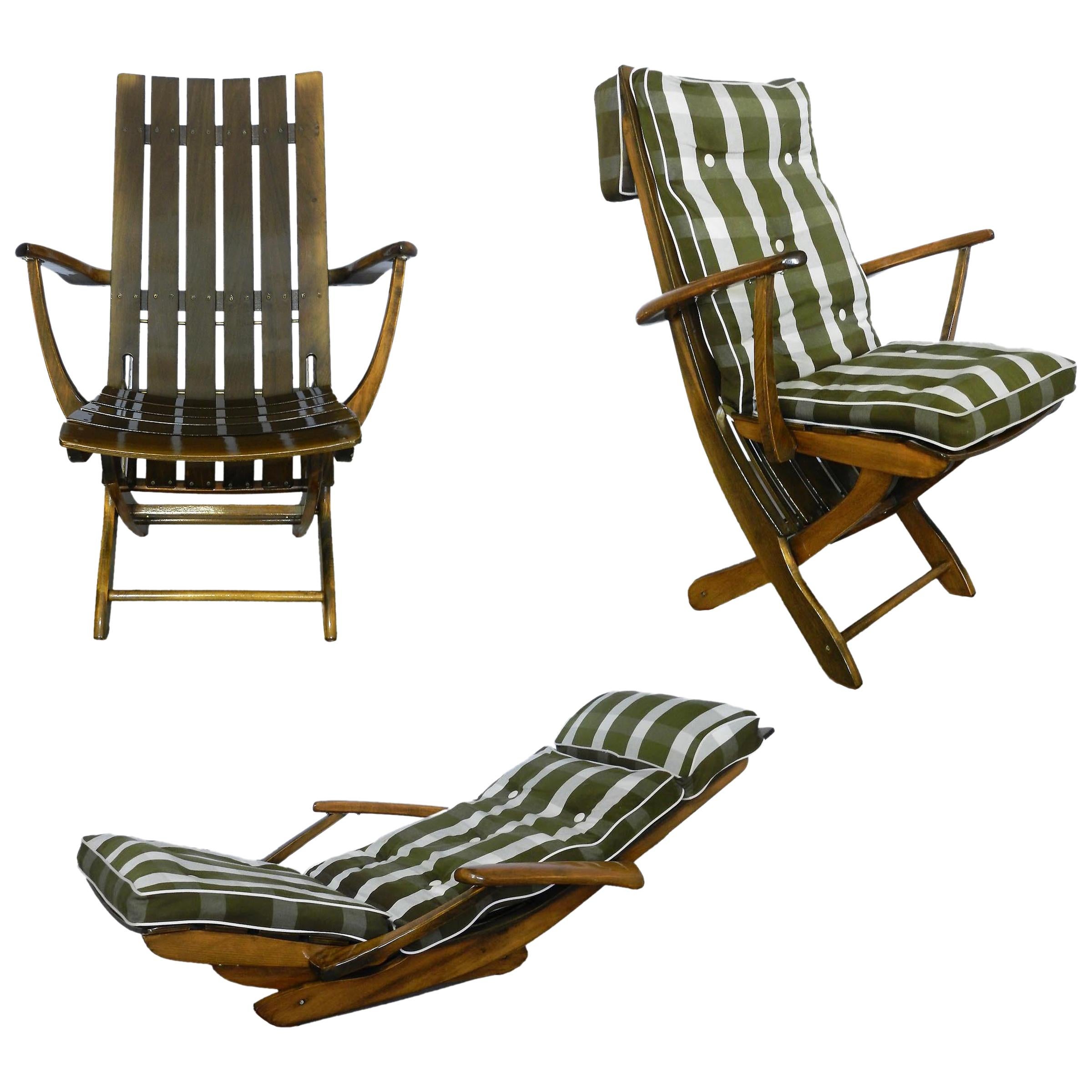 Three Midcentury French Adjustable Patio or Garden Chairs by Clairitex at 1stDibs