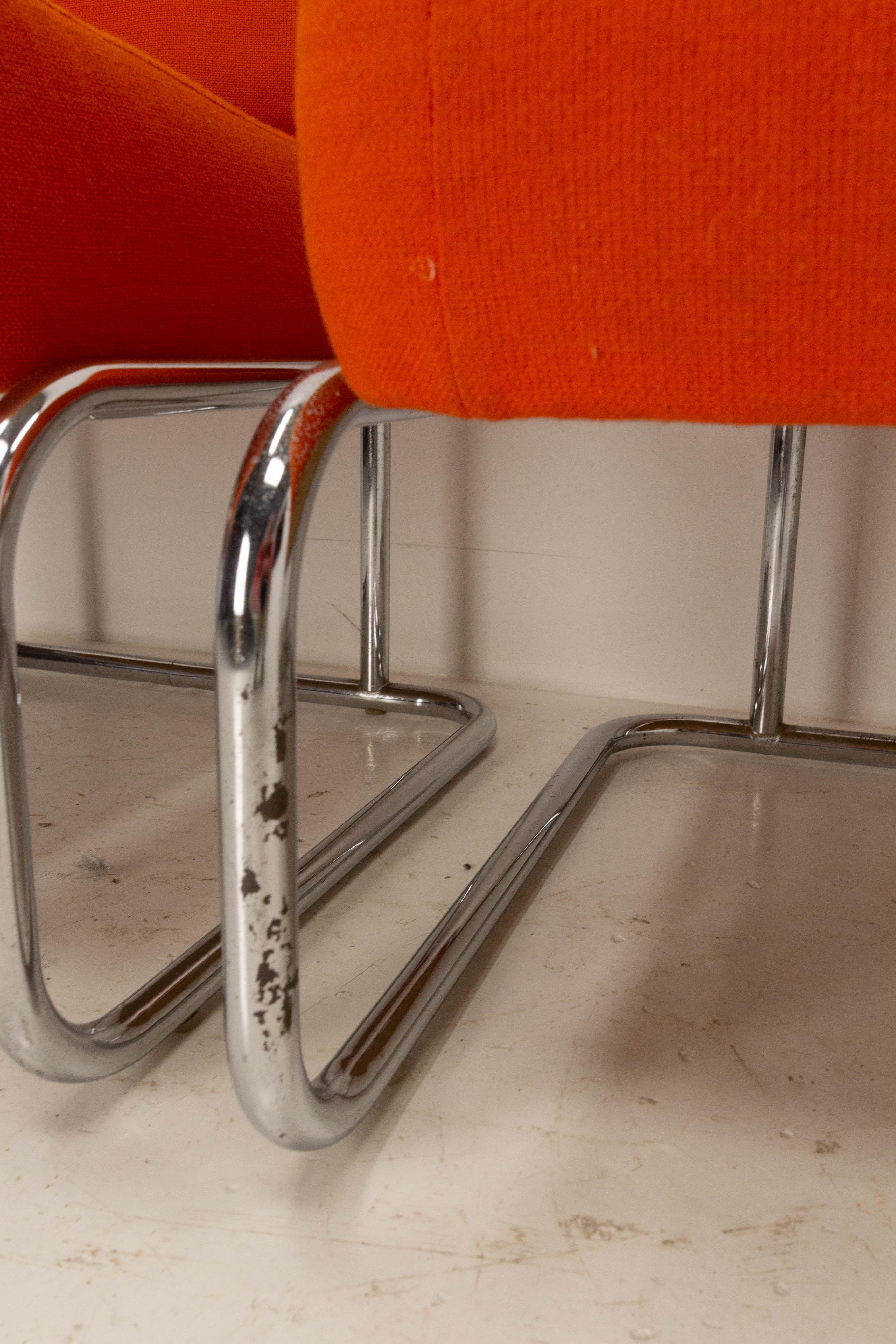 Three Midcentury French Chauffeuses Chairs Chrome and Fabric, to Be Recovered 6