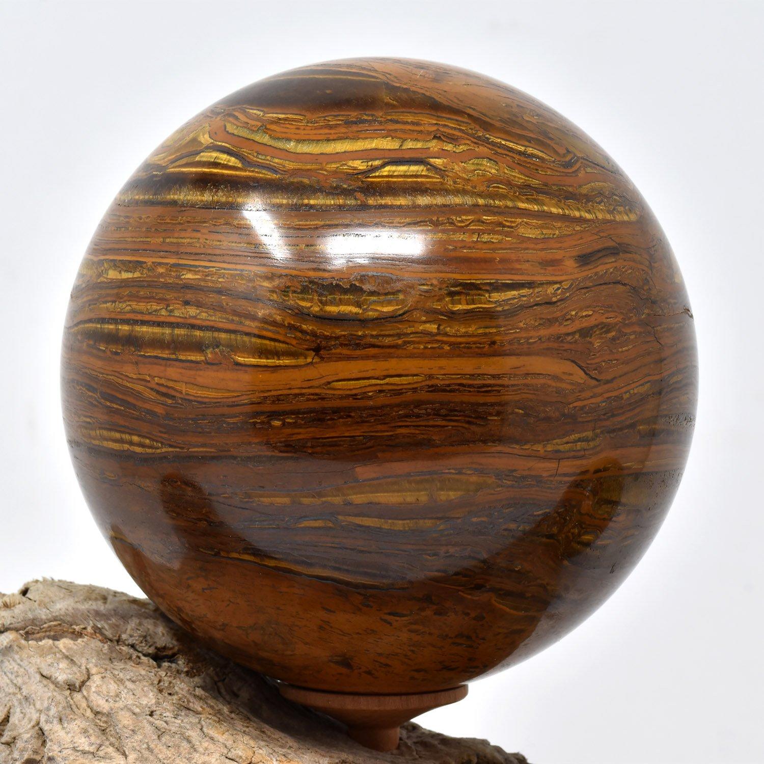 Contemporary Three Mineral Spheres Mounted on an Organic Wood Branch