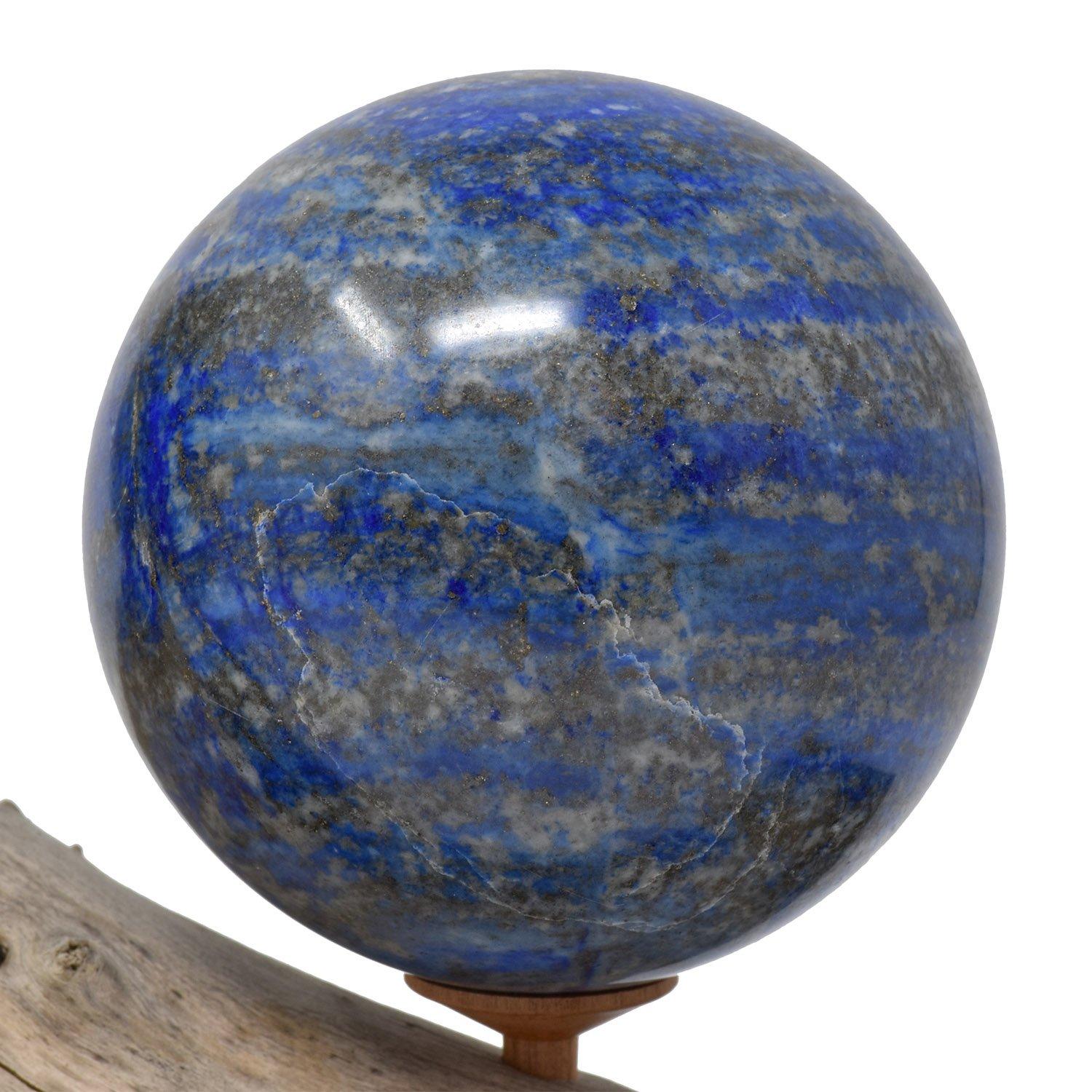 Lapis Lazuli Three Mineral Spheres Mounted on an Organic Wood Branch