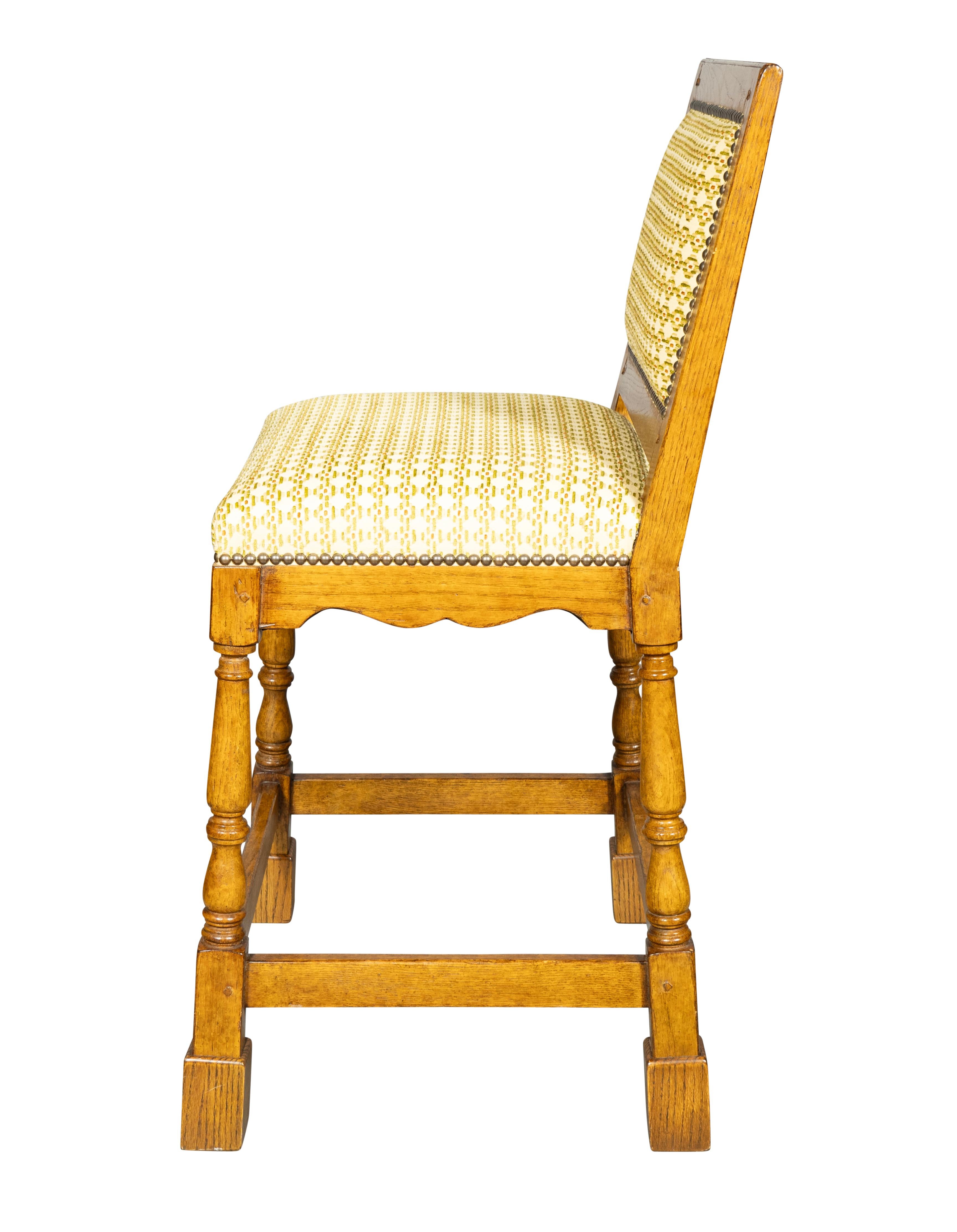 Fabric Three Minton Spidell Oak Bar Stools For Sale