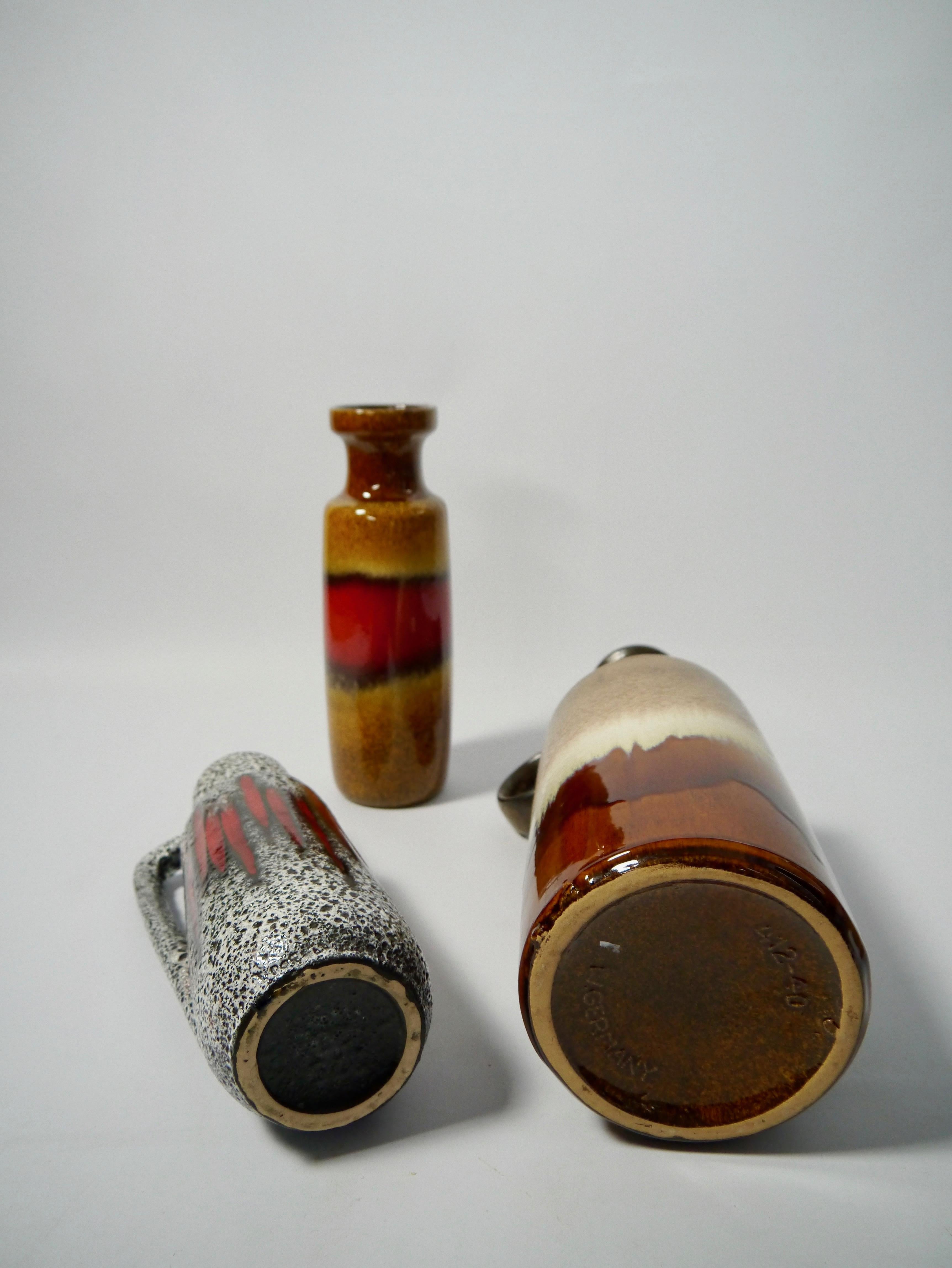 Mid-Century Modern Three Mis-Matching Fat Lava Vases, West Germany 1960s For Sale