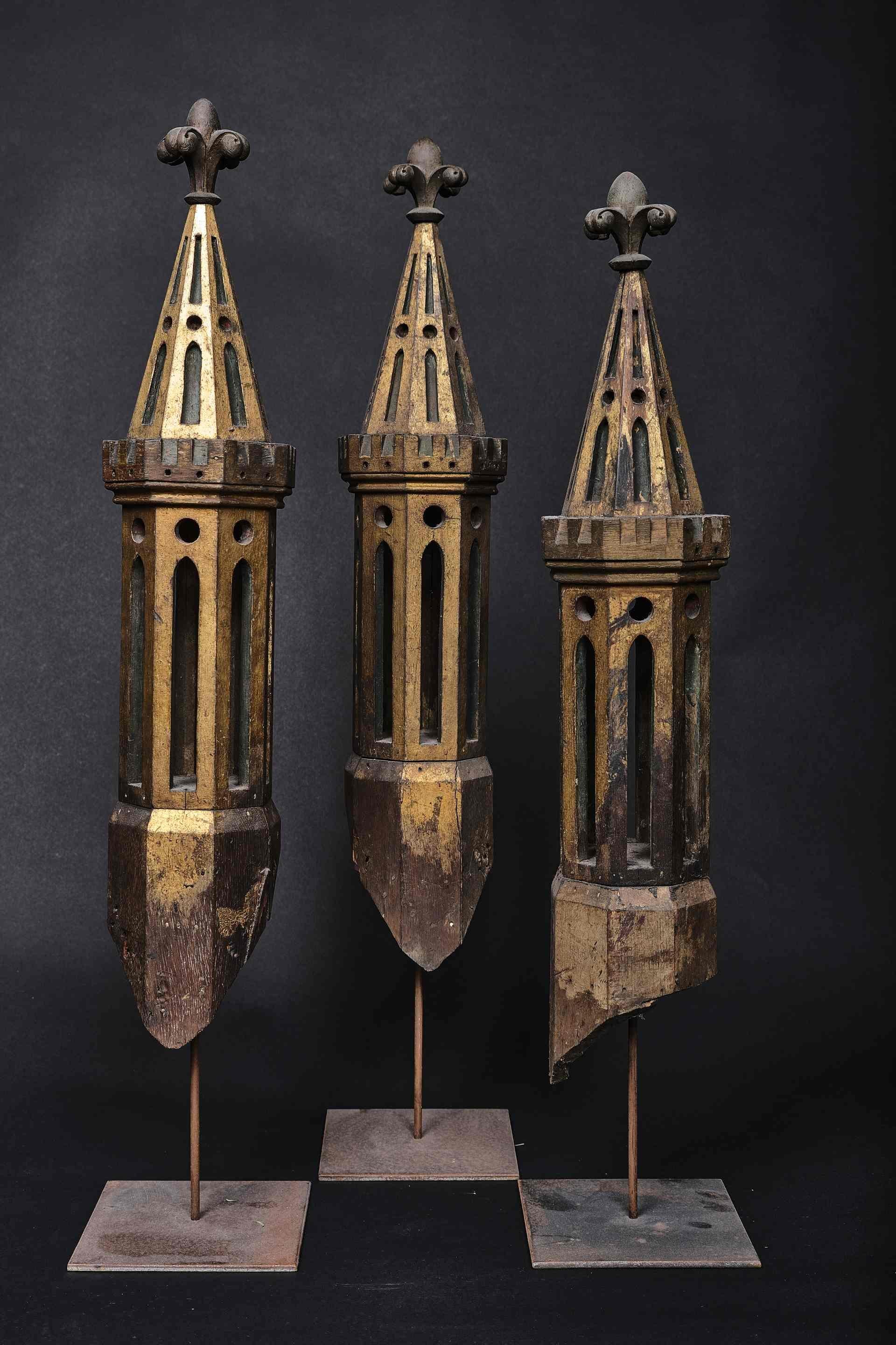 French Three models of the Nazarene golden towers, France about 1870 For Sale